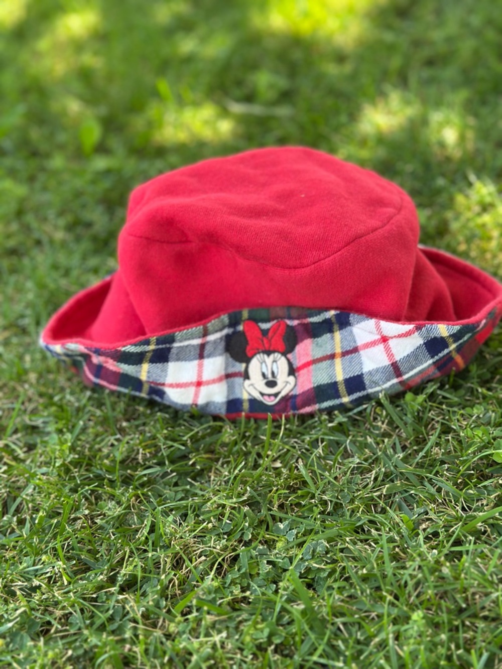 Y2K Kids Red Plaid Minnie Mouse Bucket Hat